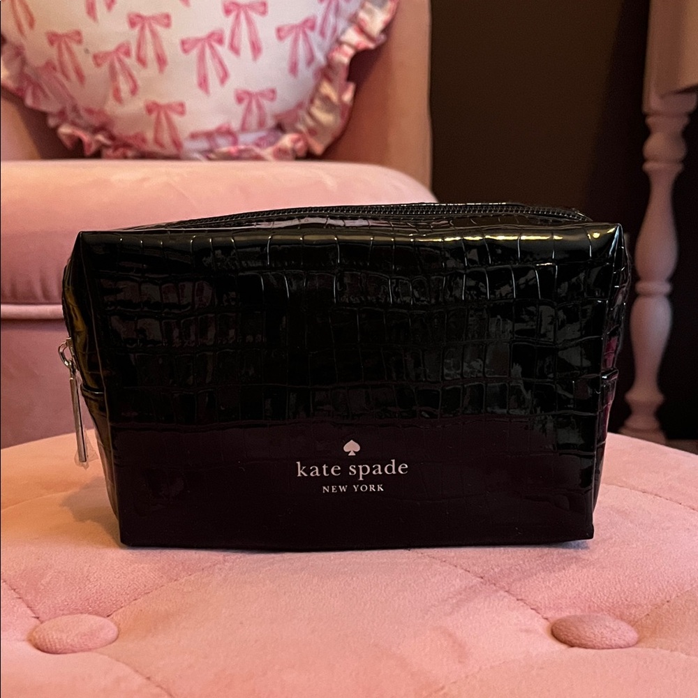 kate spade cosmetic pouch black croc